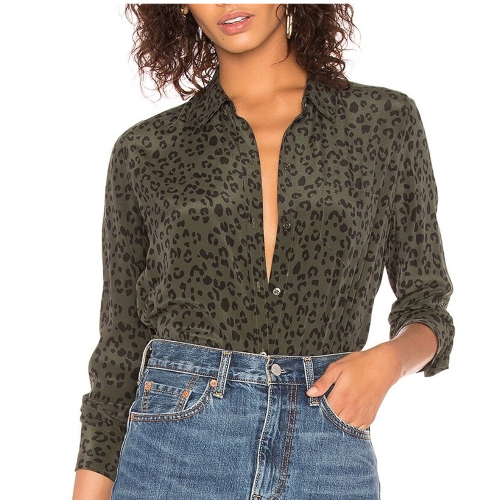 Rails Kate Olive Cheetah Button Down In Size Smal… - image 1